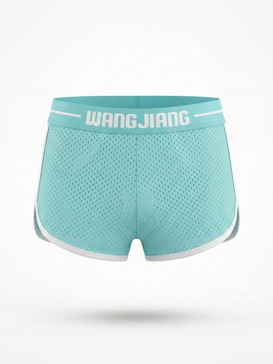 Men's green colorblock low rise boxer shorts featuring contrast binding tape details