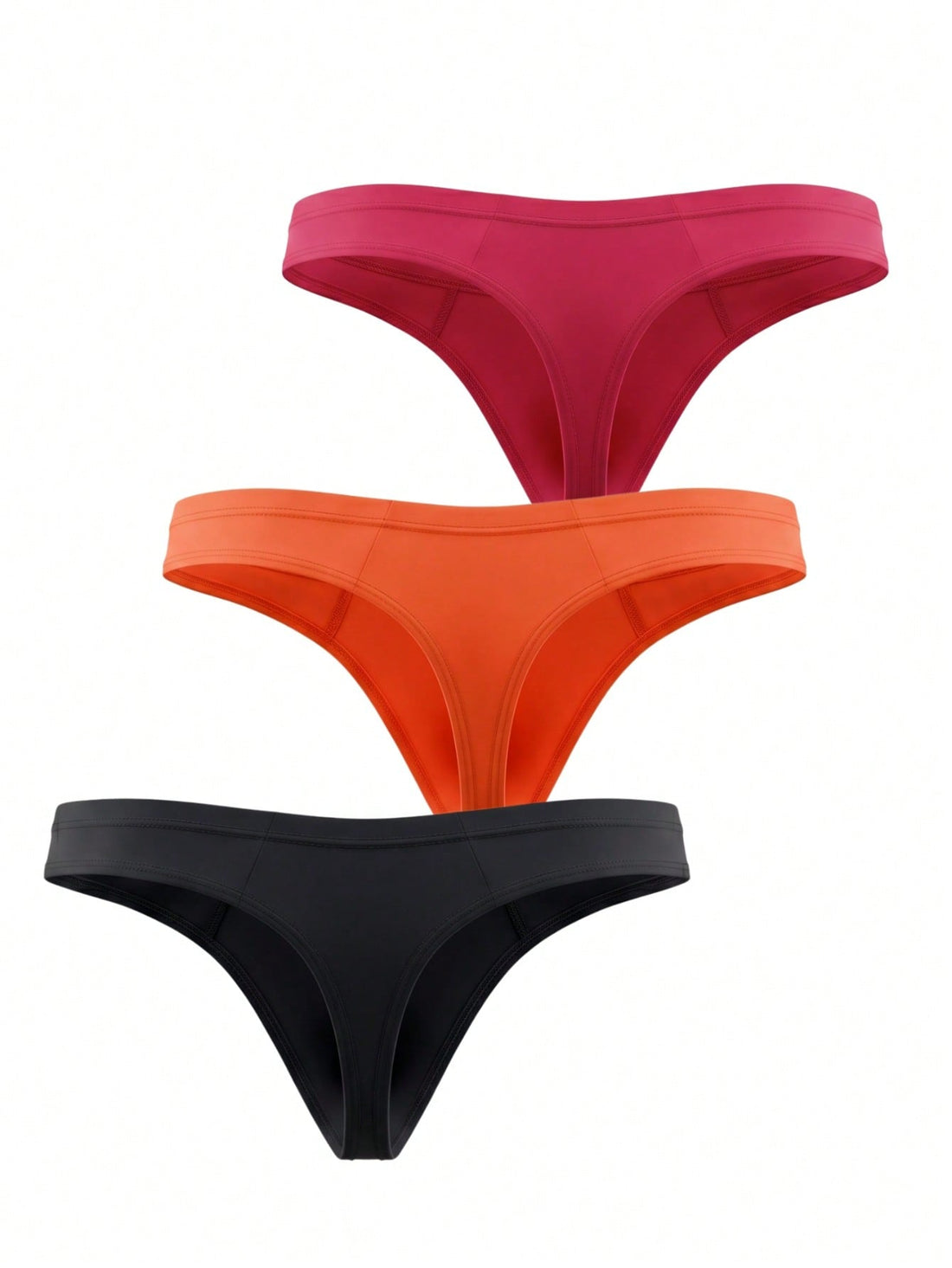3-pack of men's low-rise solid color thongs made from high-stretch polyamide blend fabric