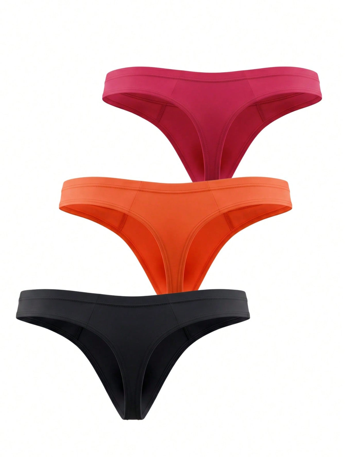 3-pack of men's low-rise solid color thongs made from high-stretch polyamide blend fabric