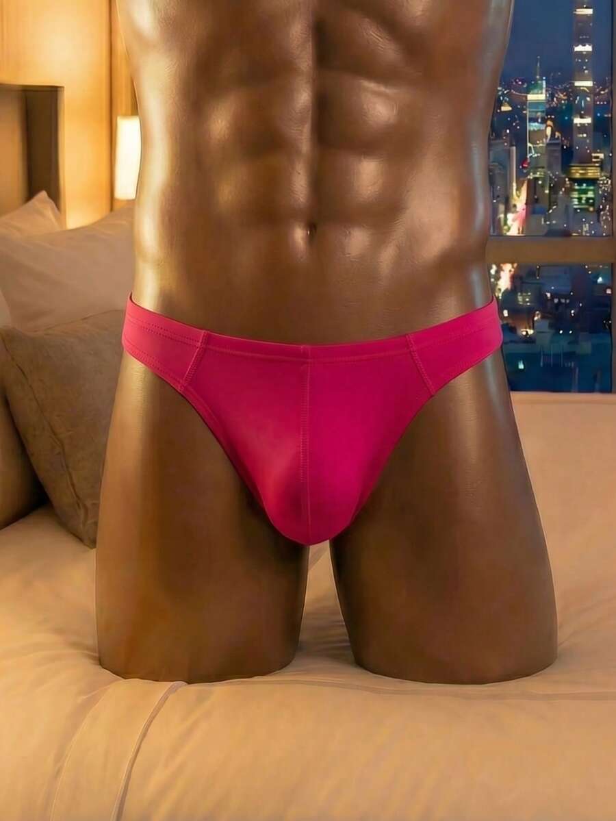 3-pack of men's low-rise solid color thongs made from high-stretch polyamide blend fabric