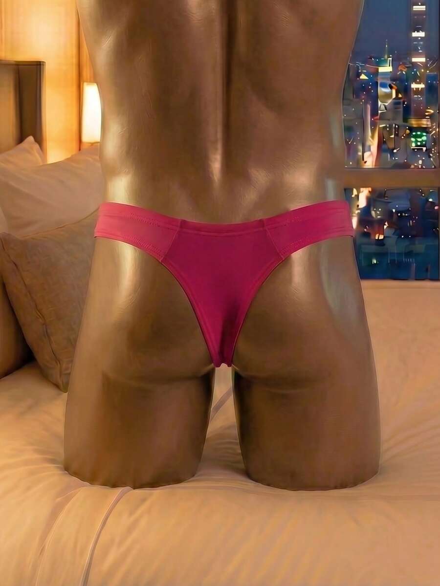 3-pack of men's low-rise solid color thongs made from high-stretch polyamide blend fabric