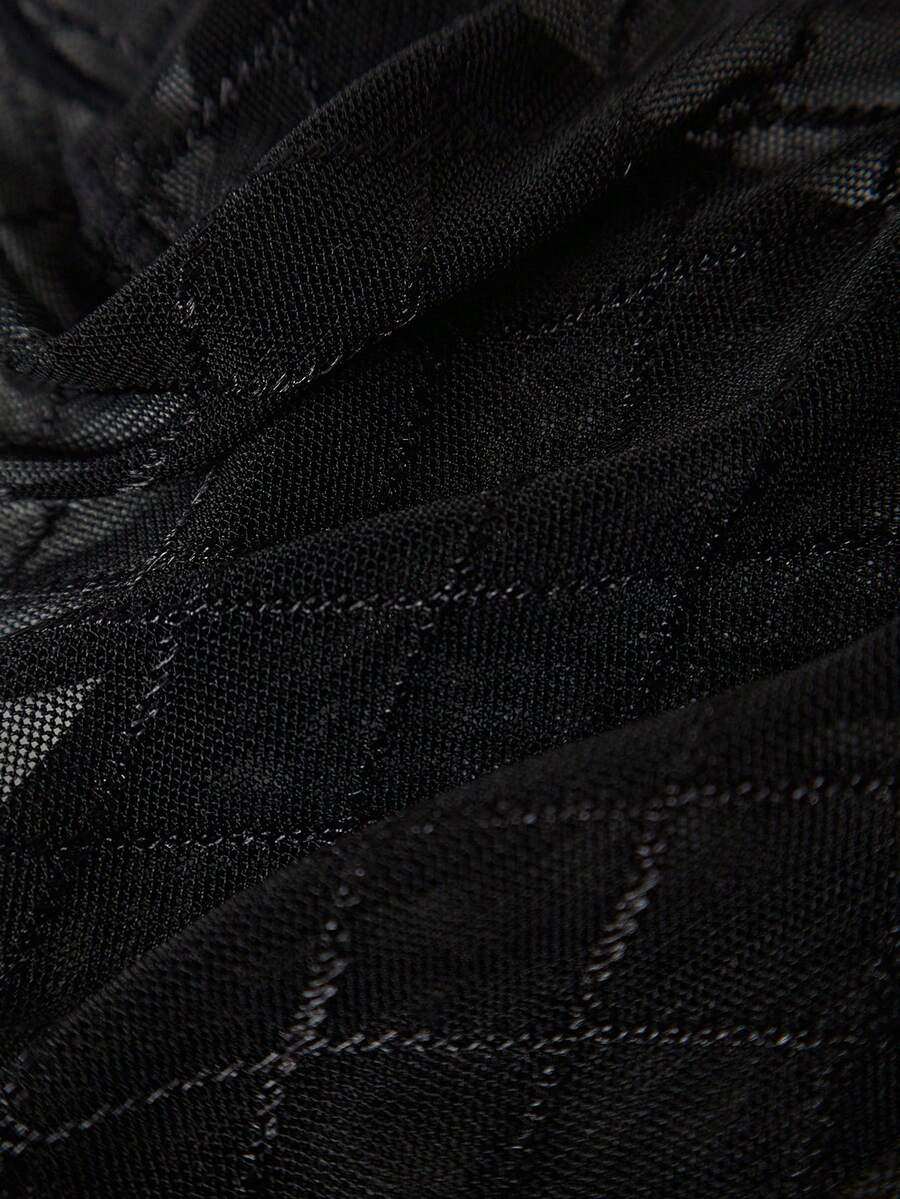 Black men's low rise letter print thongs in semi-sheer knitted fabric 3 piece set