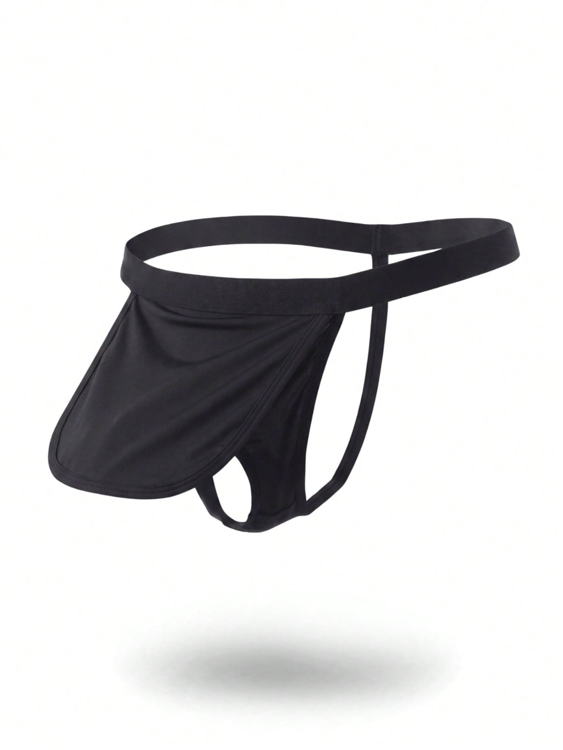 Black low rise men's thong underwear made of stretch knitted fabric