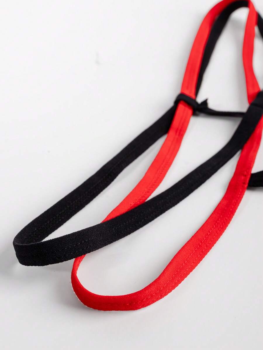 Men's low-rise thong underwear with multicolor colorblock design and contrast trim