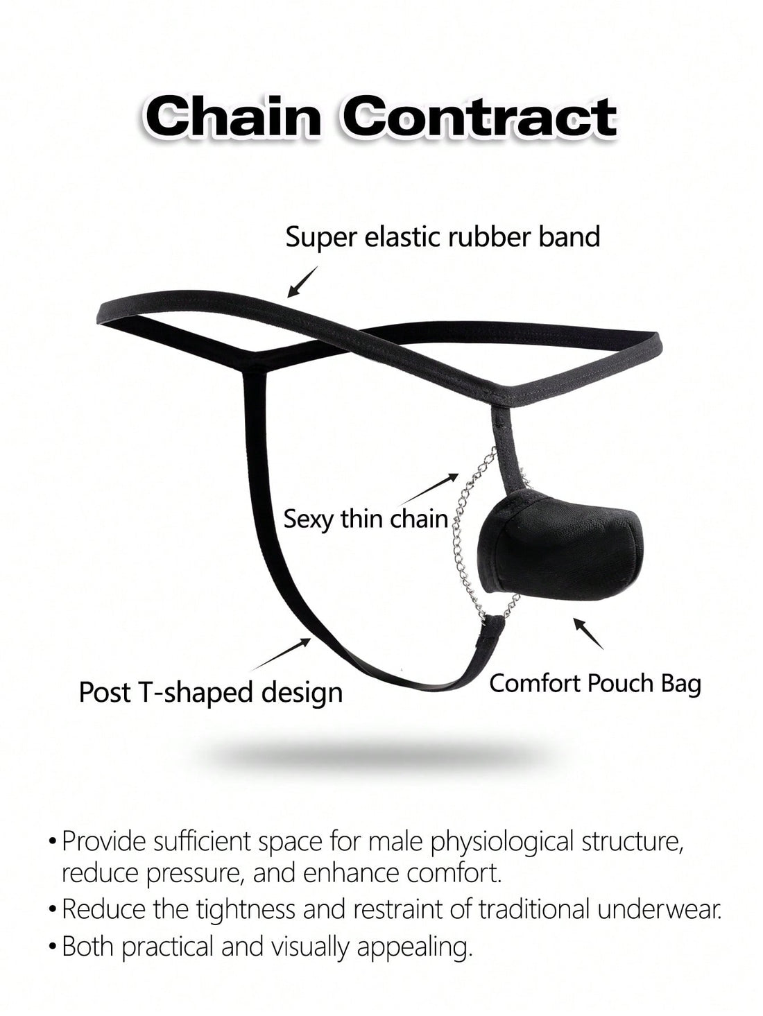 Black men's mid-waist thong underwear featuring a non-slip design and colorblock geometric letter pattern.