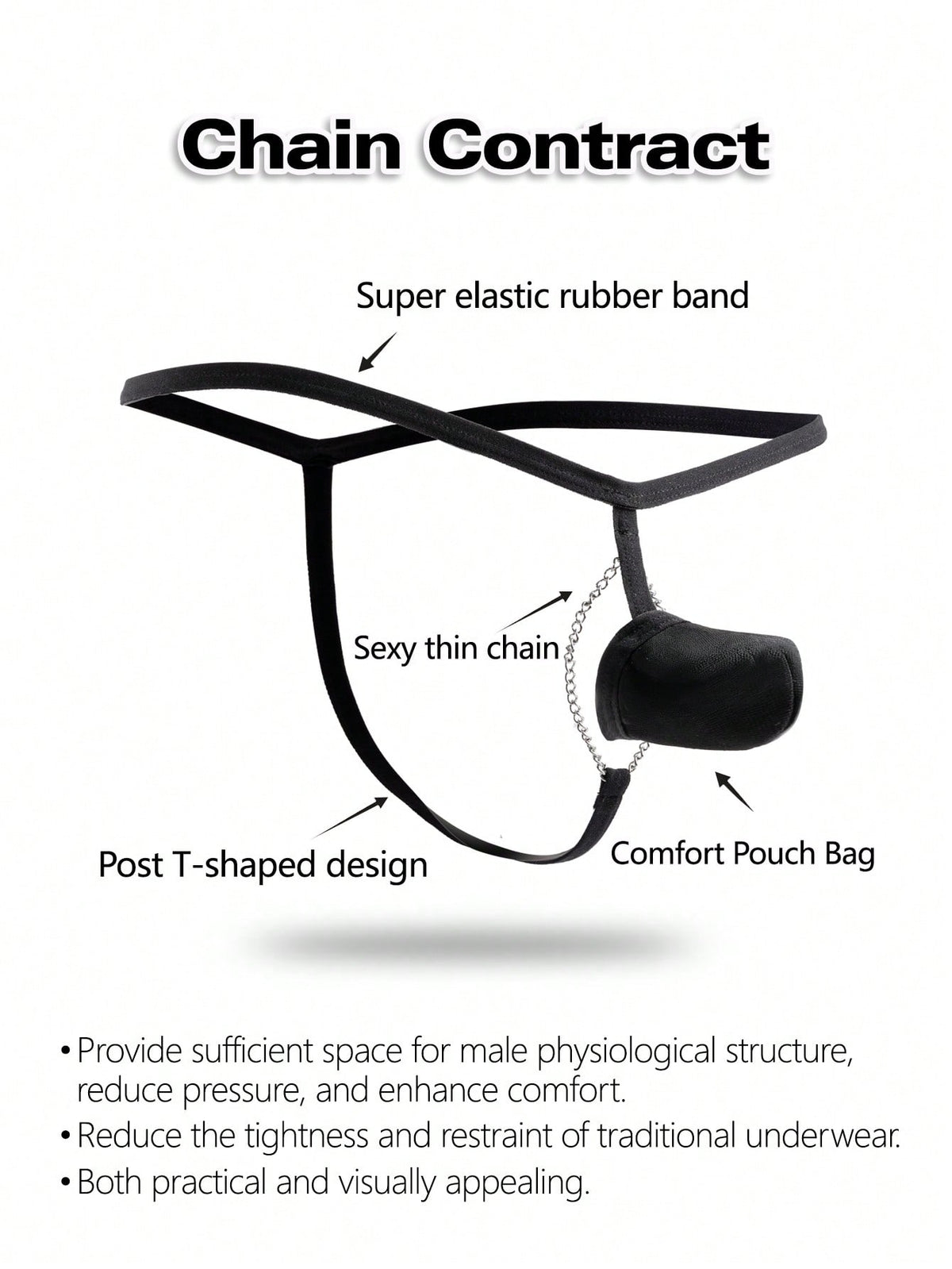 Black men's mid-waist thong underwear featuring a non-slip design and colorblock geometric letter pattern.