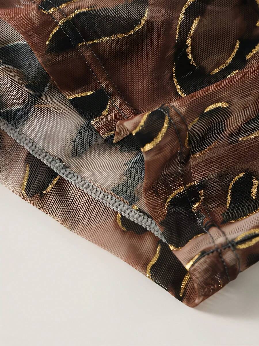 Pack of 3 men's semi-sheer chiffon boxer briefs in mixed colors featuring a high-rise waist and high stretch fabric.