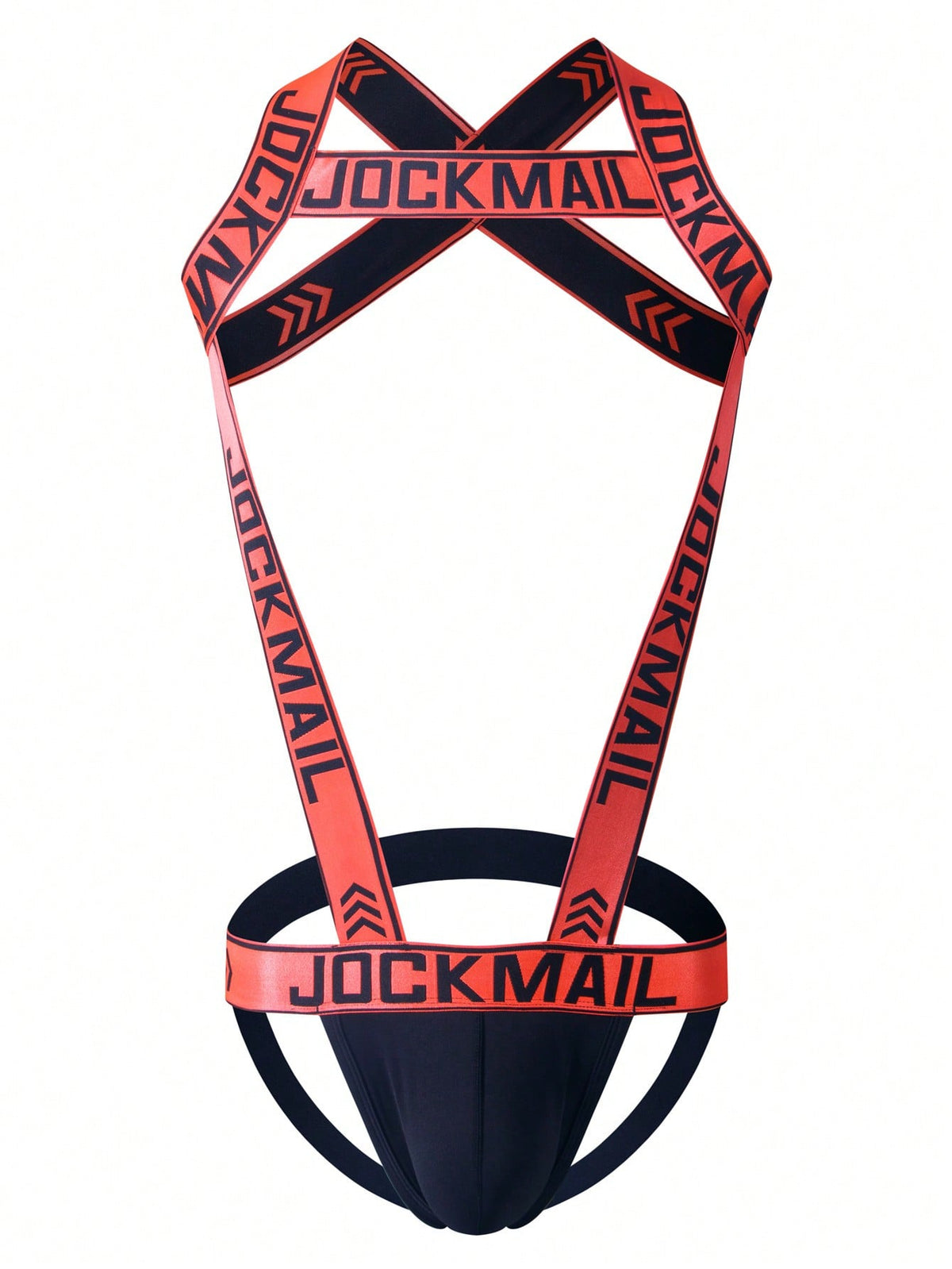 Red men's 2-in-1 one-shoulder strap jockstrap underwear with adjustable strap design.
