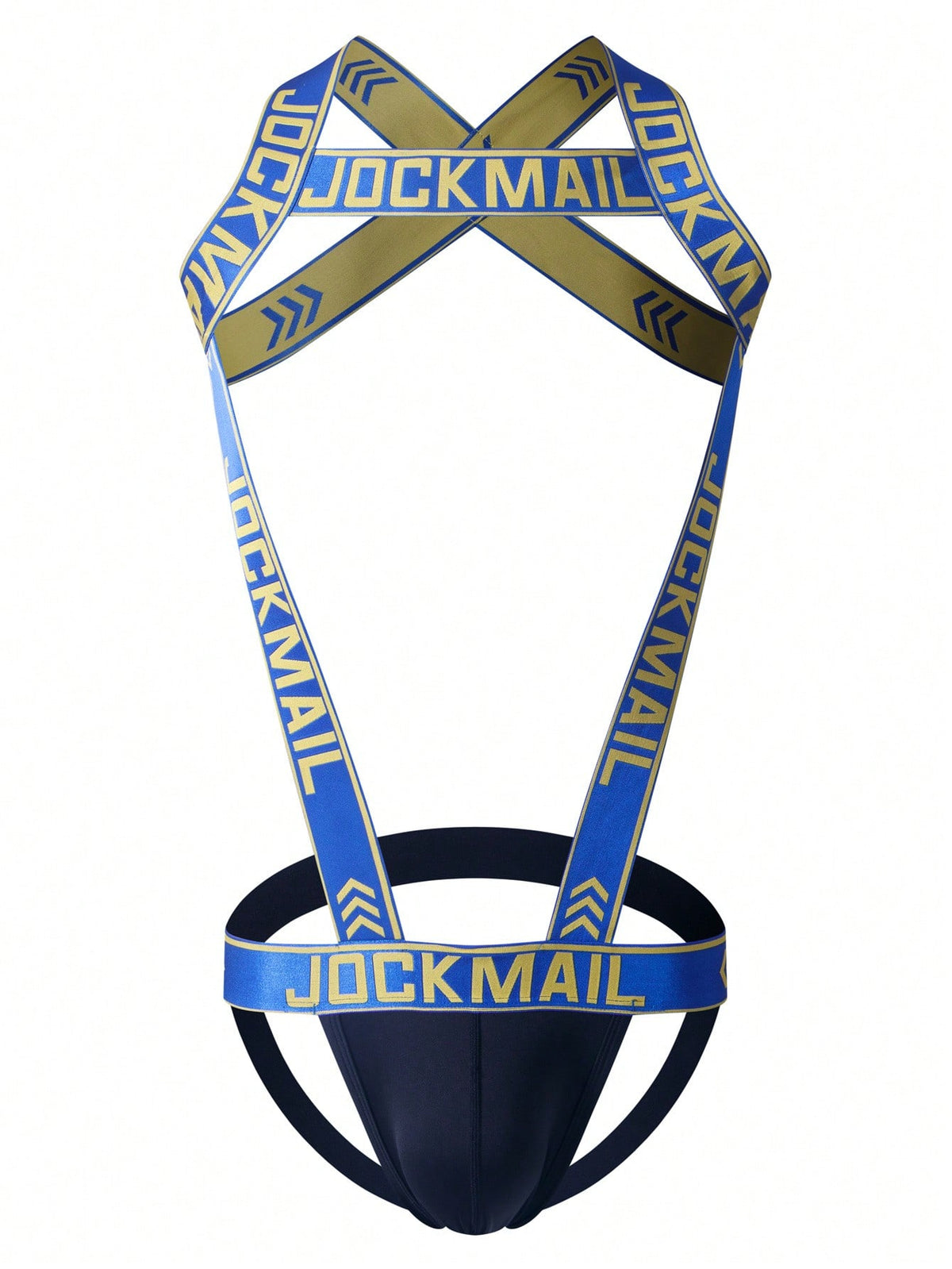 Red men's 2-in-1 one-shoulder strap jockstrap underwear with adjustable strap design.