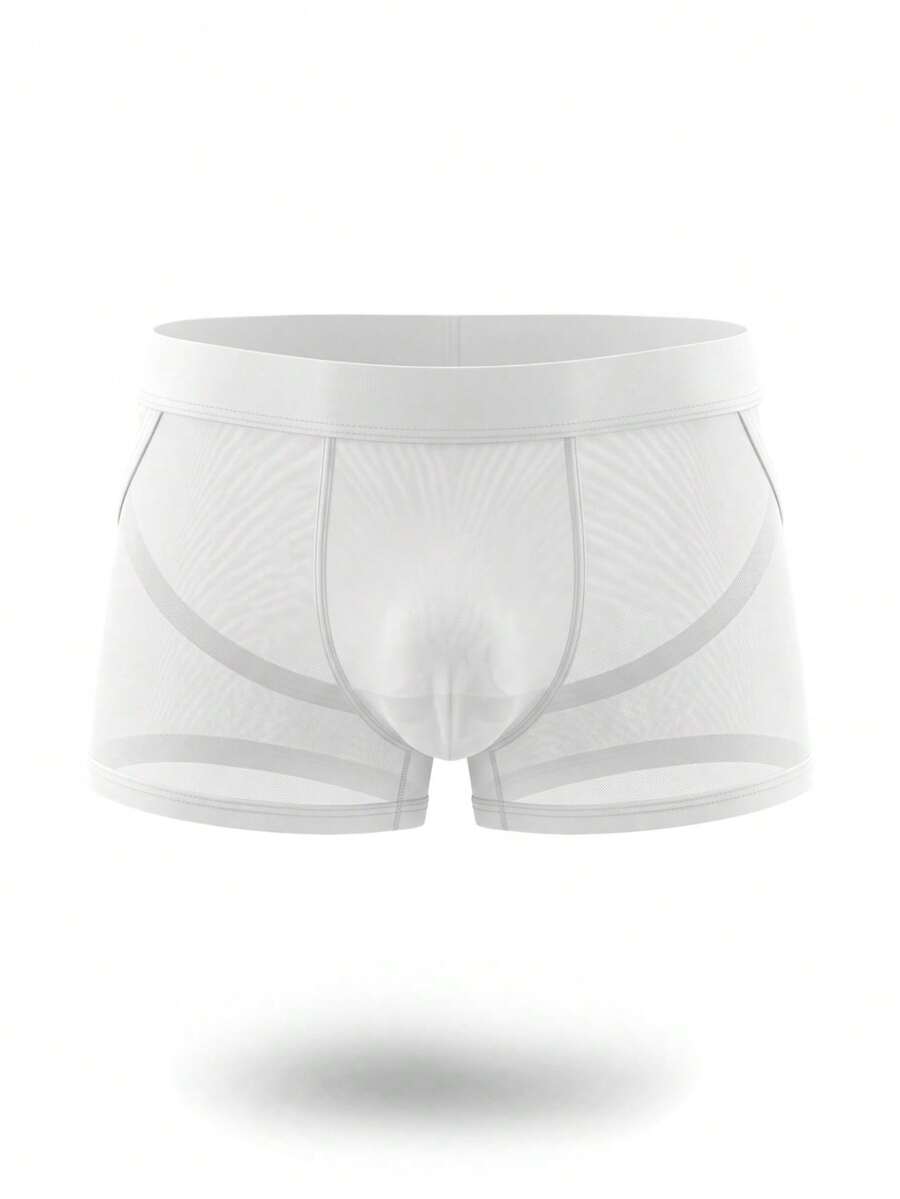 White hollow mesh low-rise jockstrap underwear for men made of medium stretch fabric