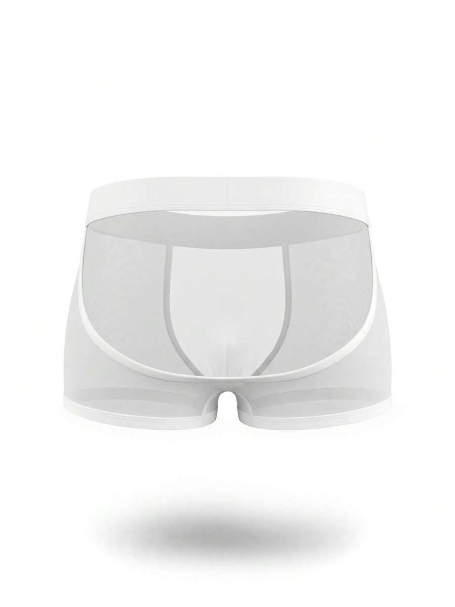 White hollow mesh low-rise jockstrap underwear for men made of medium stretch fabric