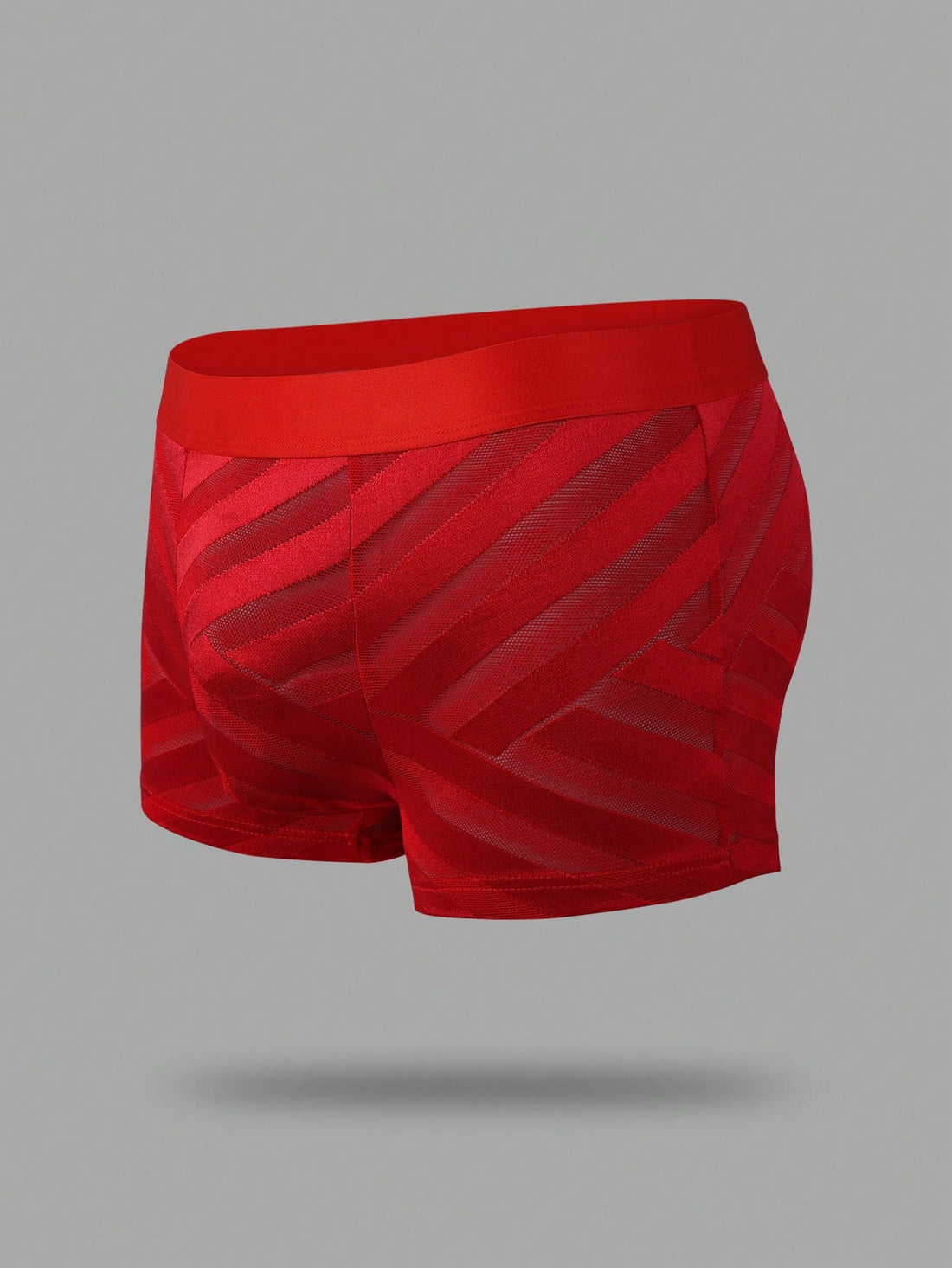 Men's plain red mid-rise boxer shorts made of stretch knitted fabric.