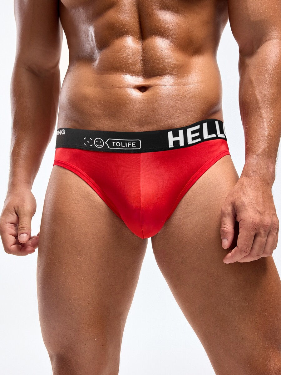 5 pack of men's low rise thongs with letter print design in multicolor knitted fabric