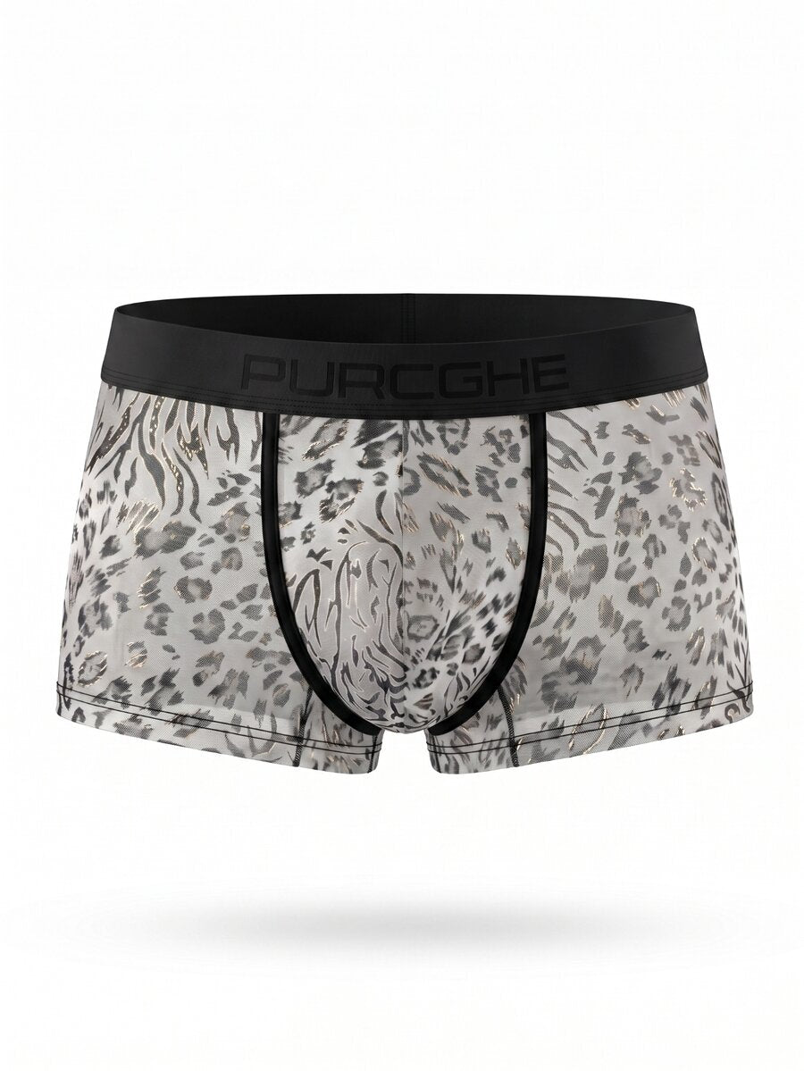 Men's grey low-rise boxer shorts featuring front bow detail and contrast binding.