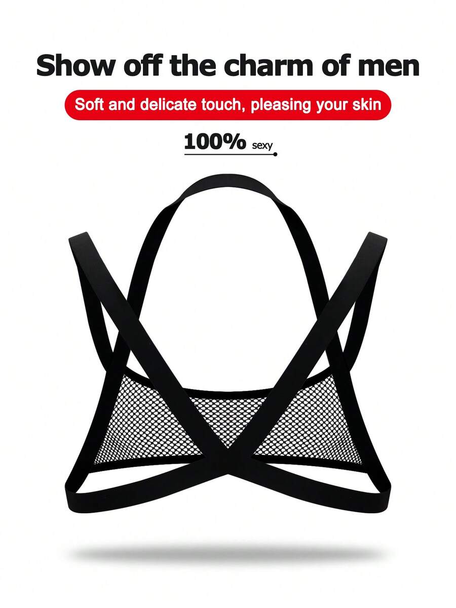 Multicolor men's sexy mesh vest featuring a hollow out colorblock design with low rise fit.