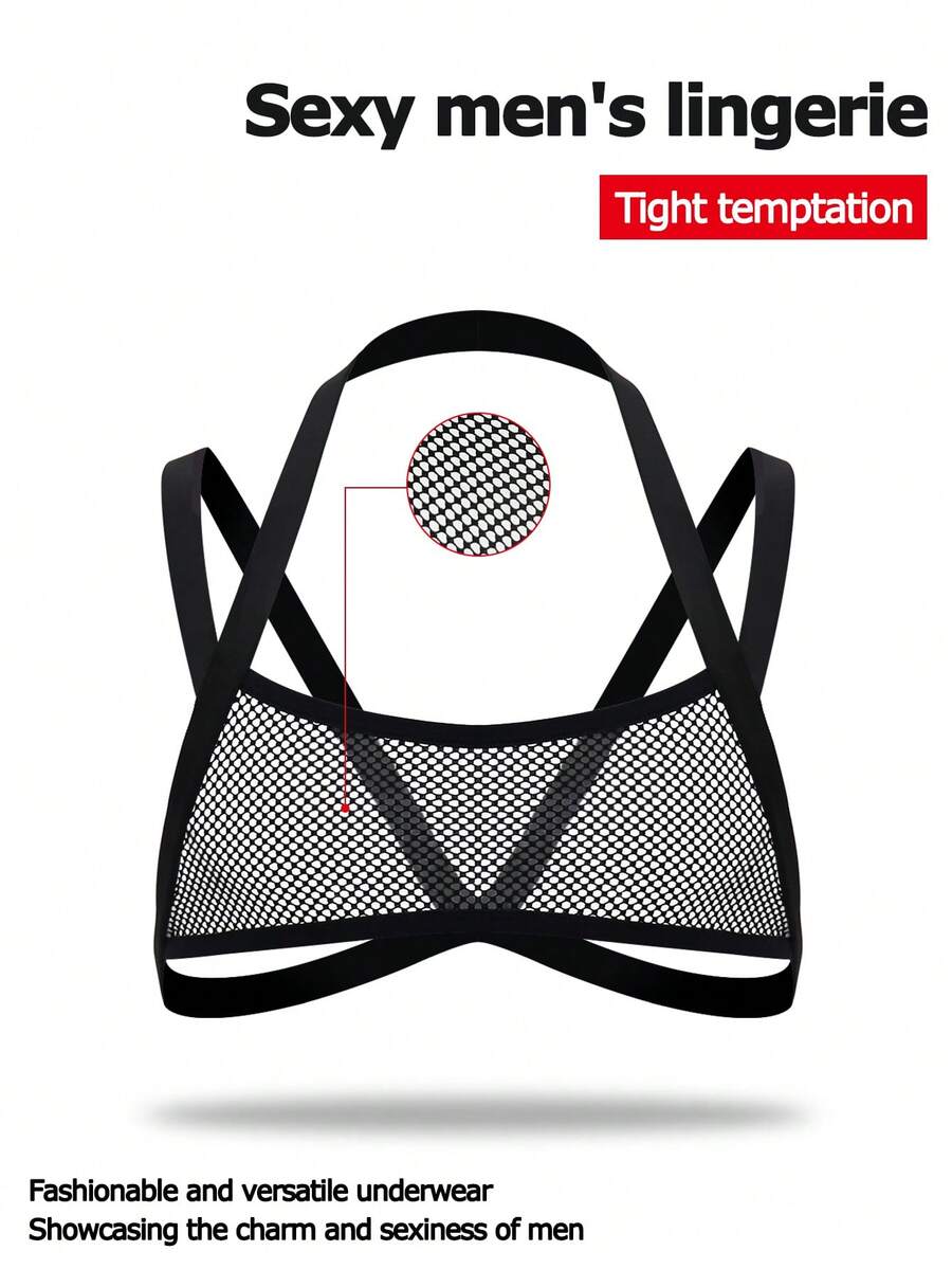 Multicolor men's sexy mesh vest featuring a hollow out colorblock design with low rise fit.