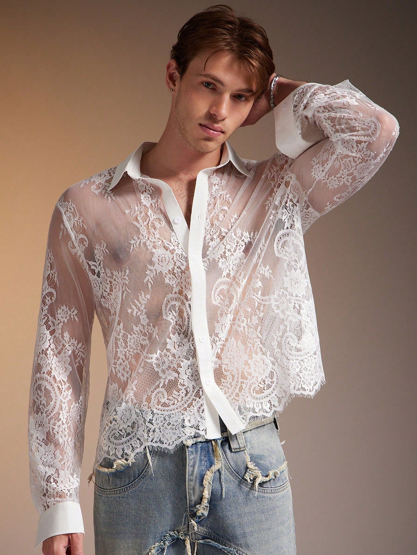 Men's Polka Dot Long Sleeve Single-Breasted Casual Shirt