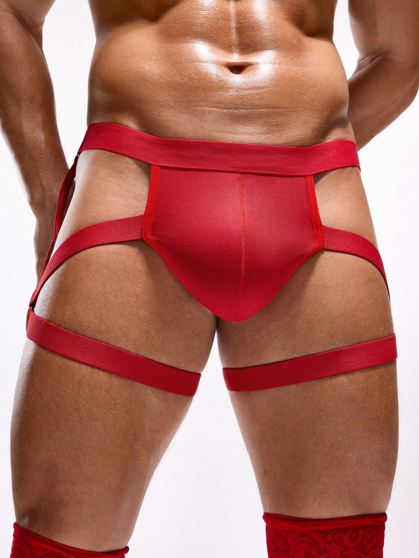 Men’s Casual Shorts In Solid Color With Cutout Design