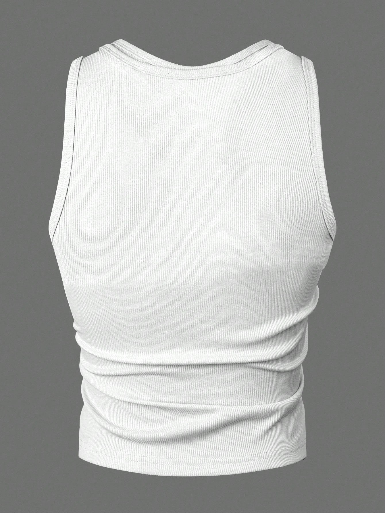 Men's Solid Color Cutout Round Neck Slim Fit Tank Top