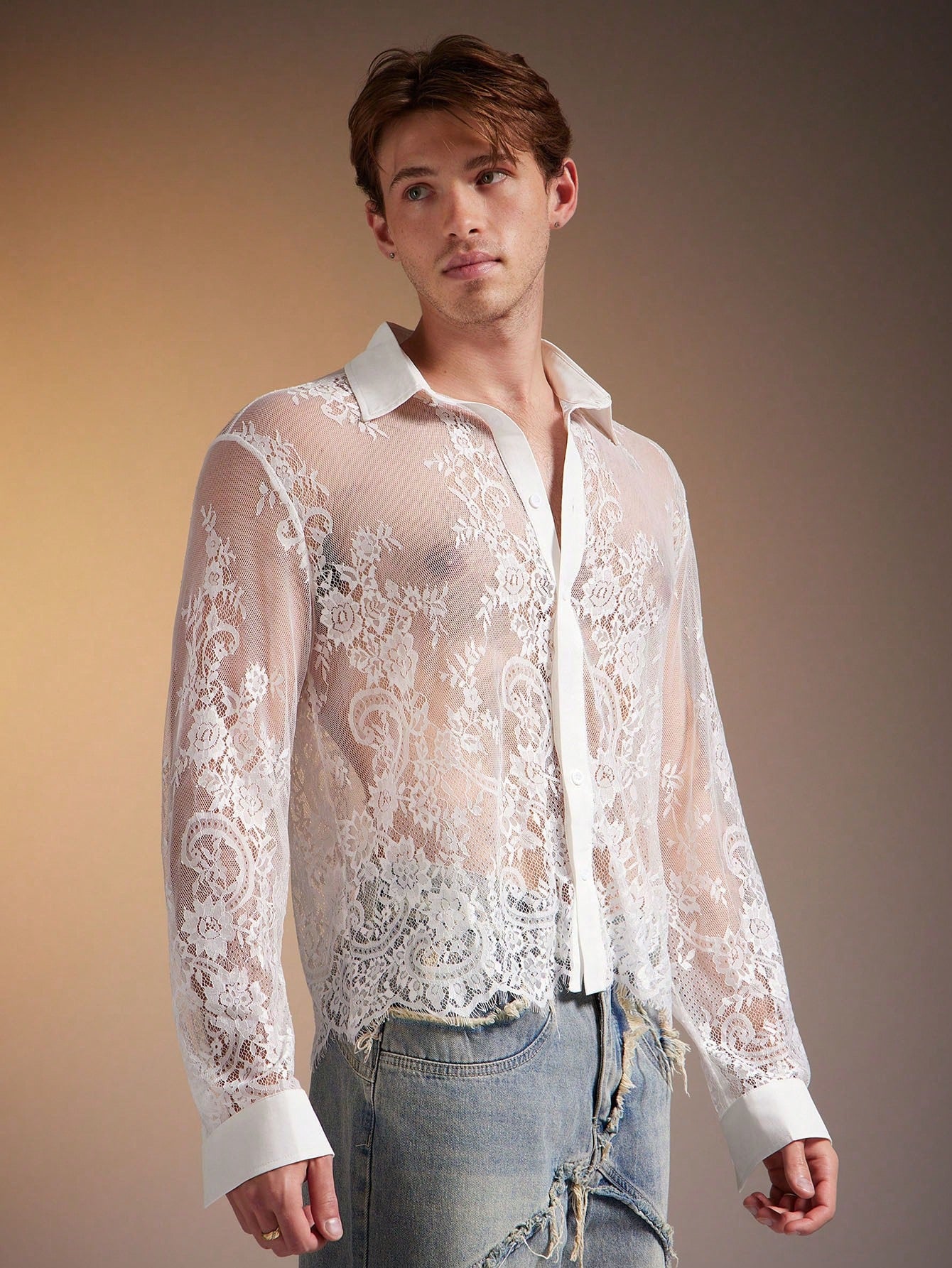 Men's Polka Dot Long Sleeve Single-Breasted Casual Shirt