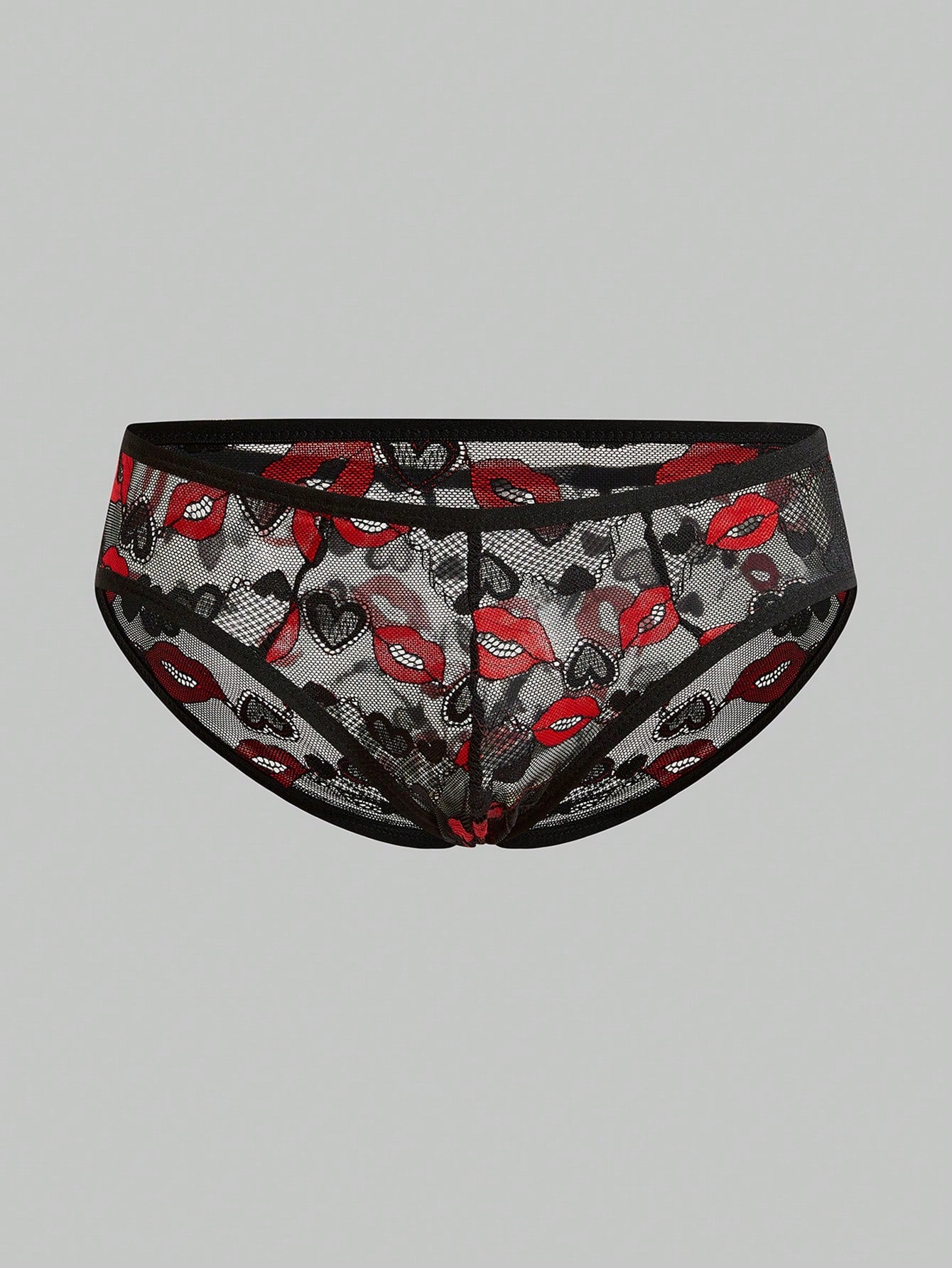 Men's Lip Print Casual Shorts With Soft Breathable Stretch Fabric