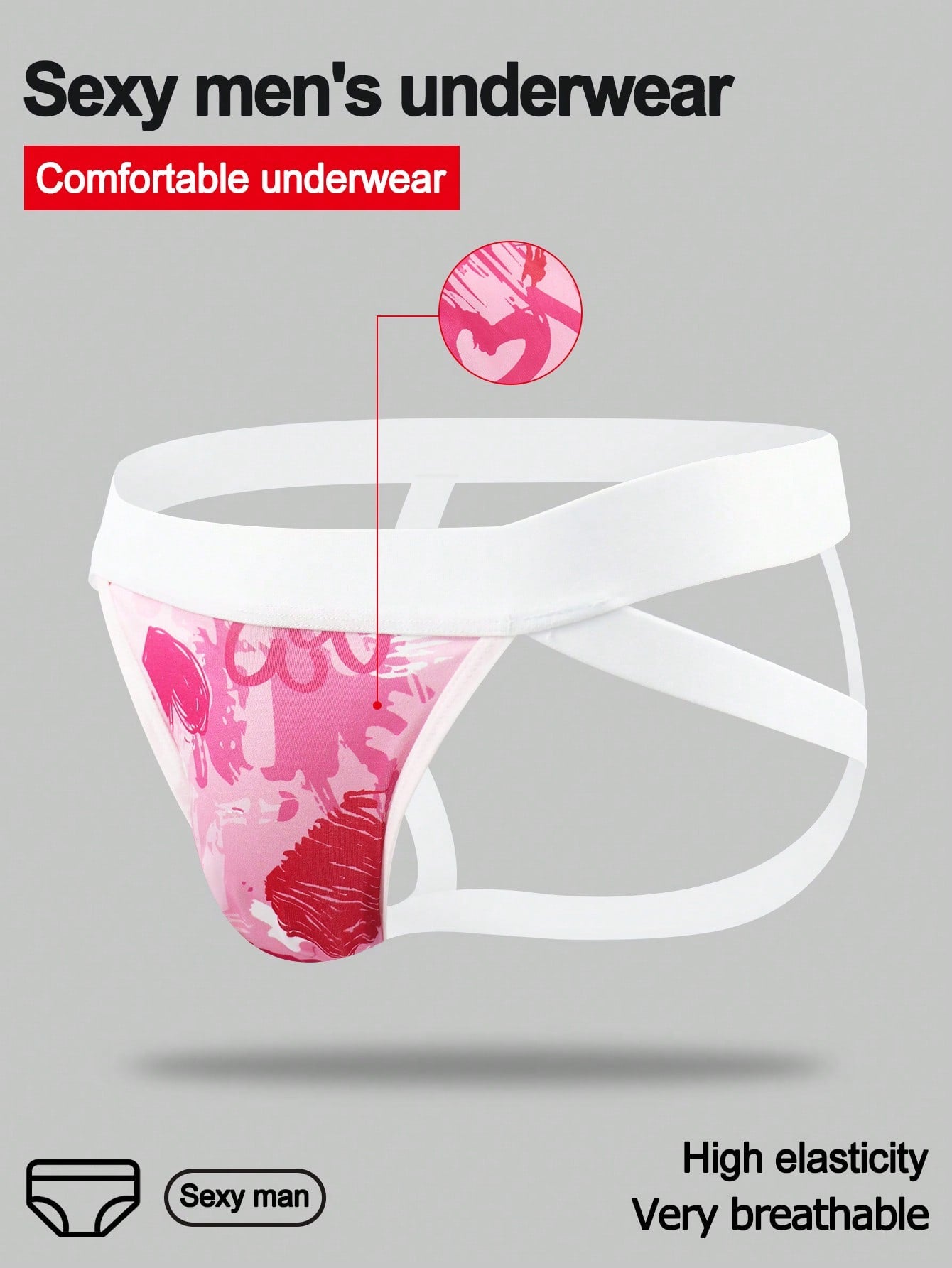 Men's Heart Design Casual Shorts With Breathable Soft Stretch Fabric