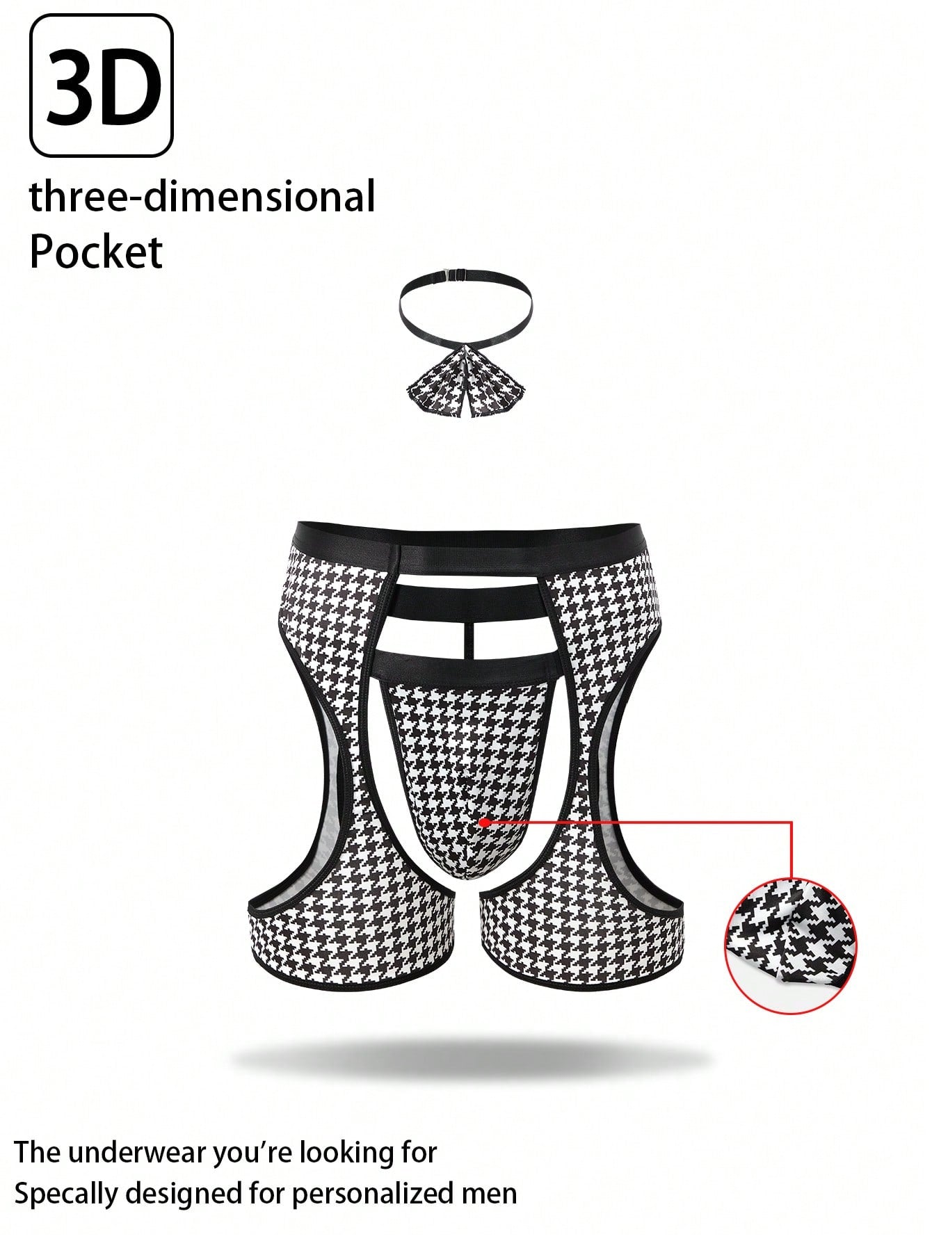 Men’s Casual Shorts Houndstooth Print Black And White Style