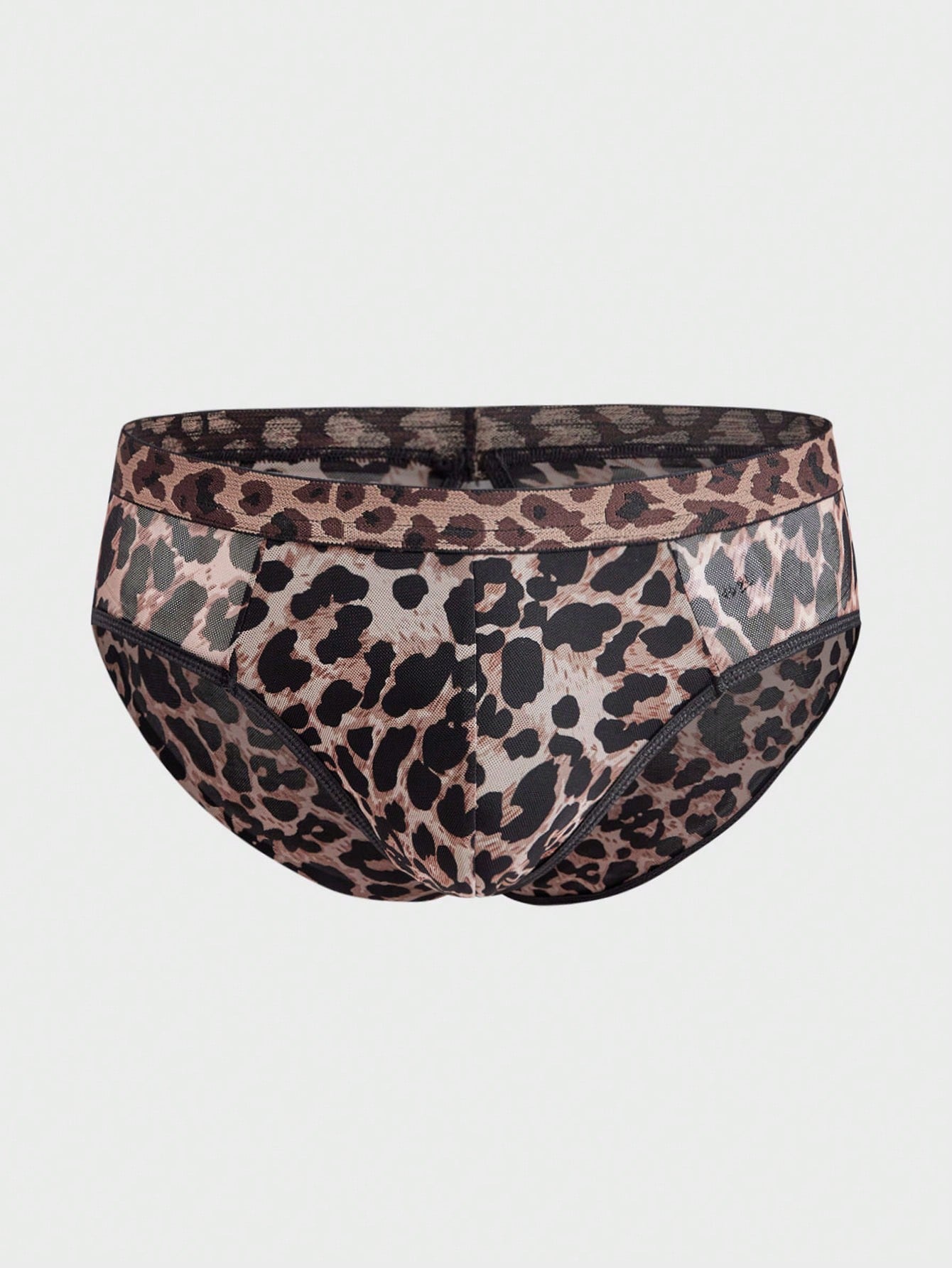 Men’s Casual Shorts Leopard Print Mesh Panel Minimal Style