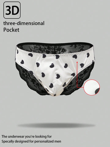 Men's Heart Print Casual Shorts With Soft Breathable Fabric And Stretch Fit