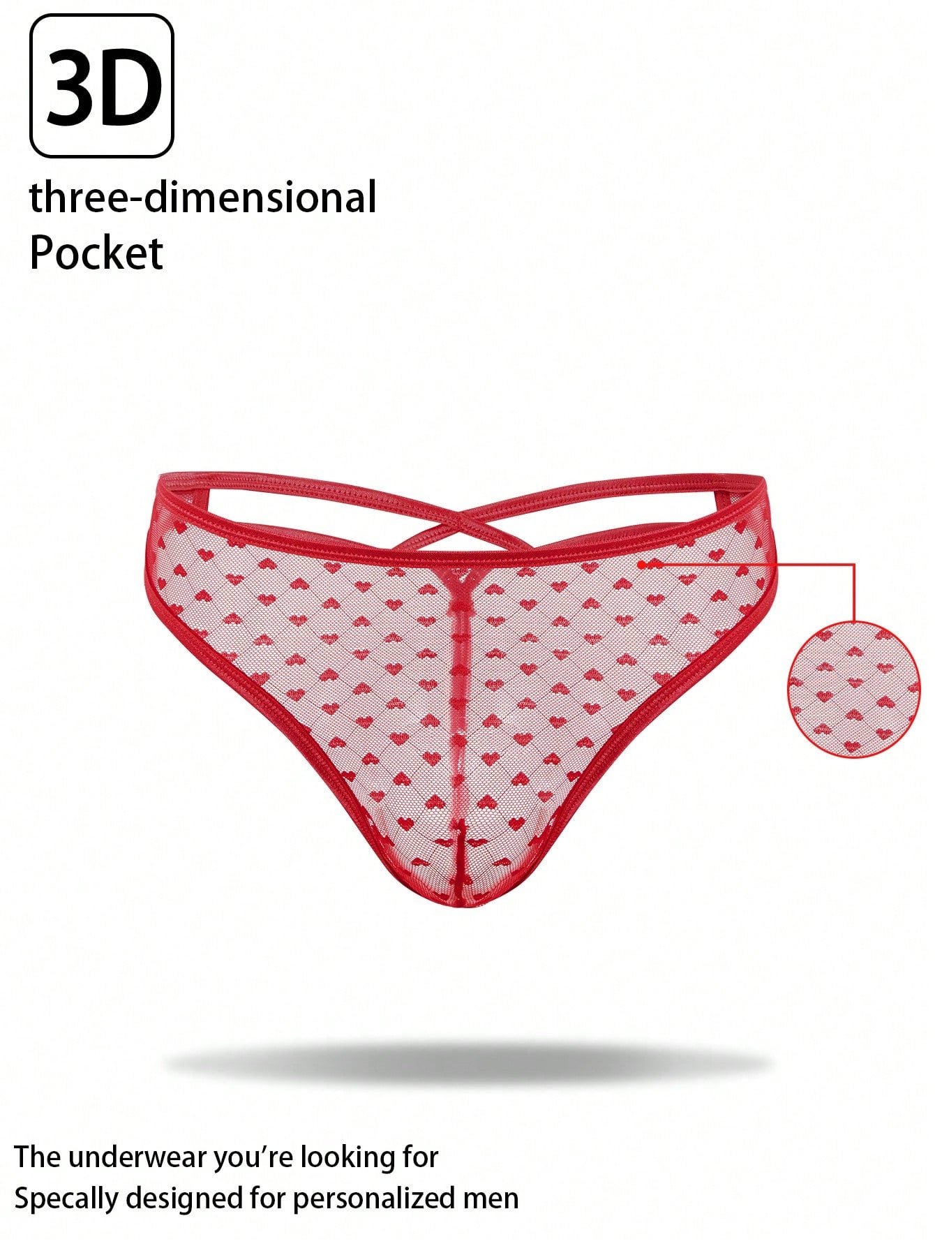 Men’s Casual Shorts With Criss Cross Heart Print Lace Detail