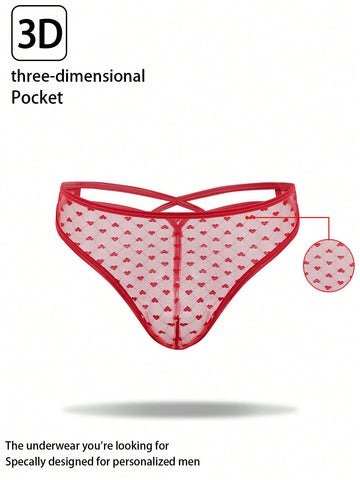 Men’s Casual Shorts With Criss Cross Heart Print Lace Detail