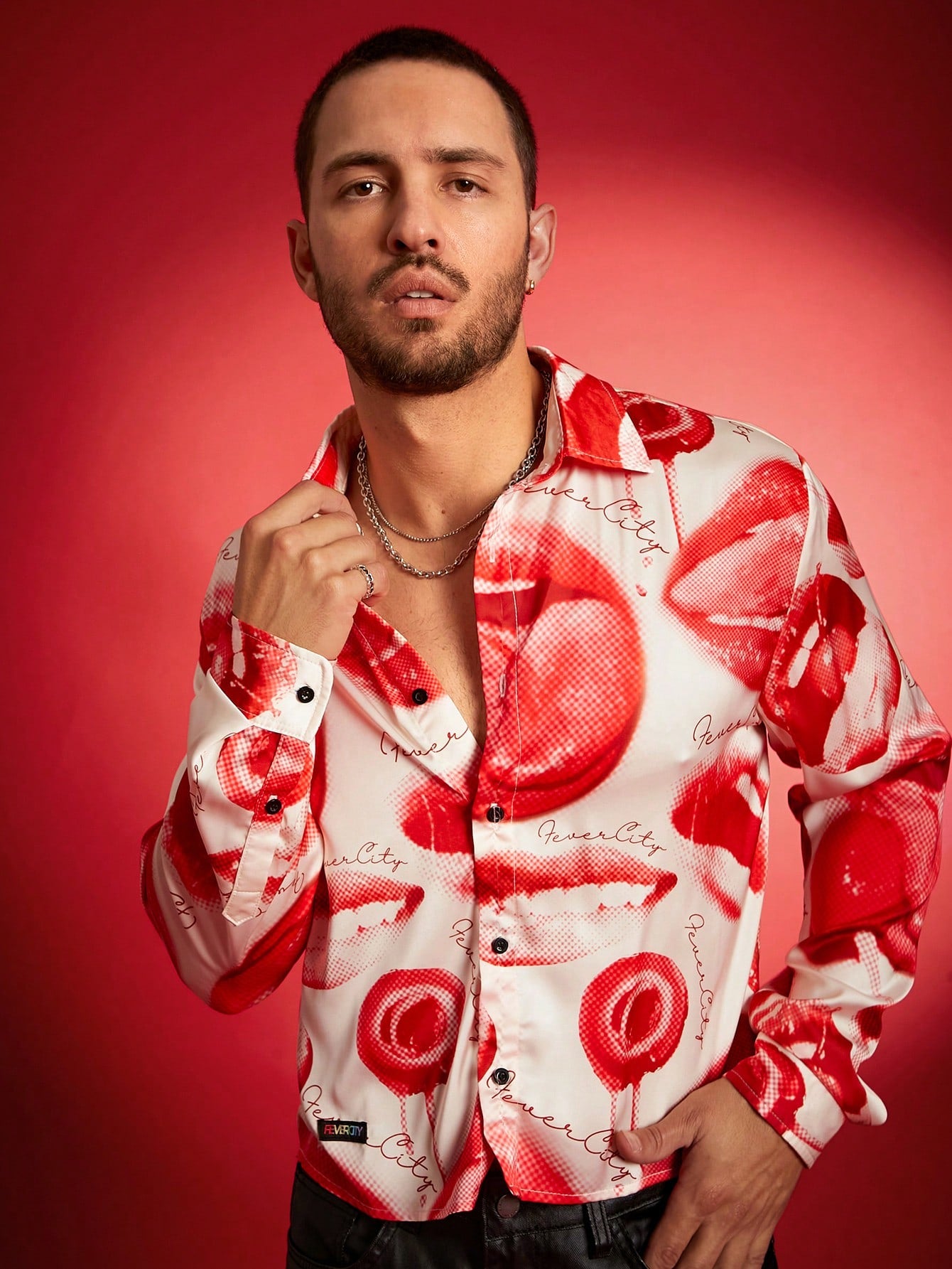 Men's Casual Digital Print Loose Long Sleeve Shirt