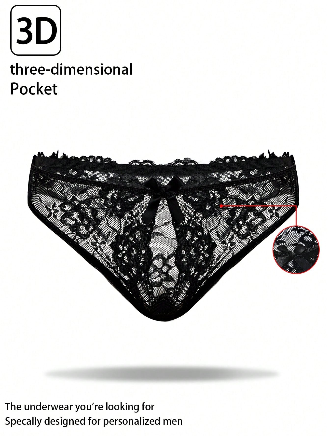 Men’s Low Rise Shorts With Lace Trim And Cutout Design