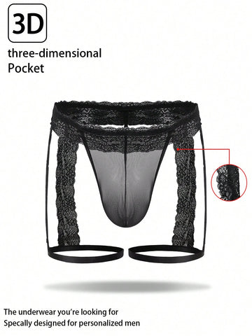 Men’s Low Rise Black Shorts With Lace Waist Detail