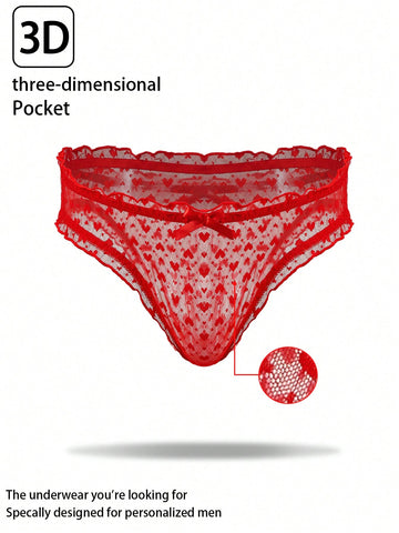 Men's Heart Pattern Casual Shorts With Soft Breathable Stretch Fabric