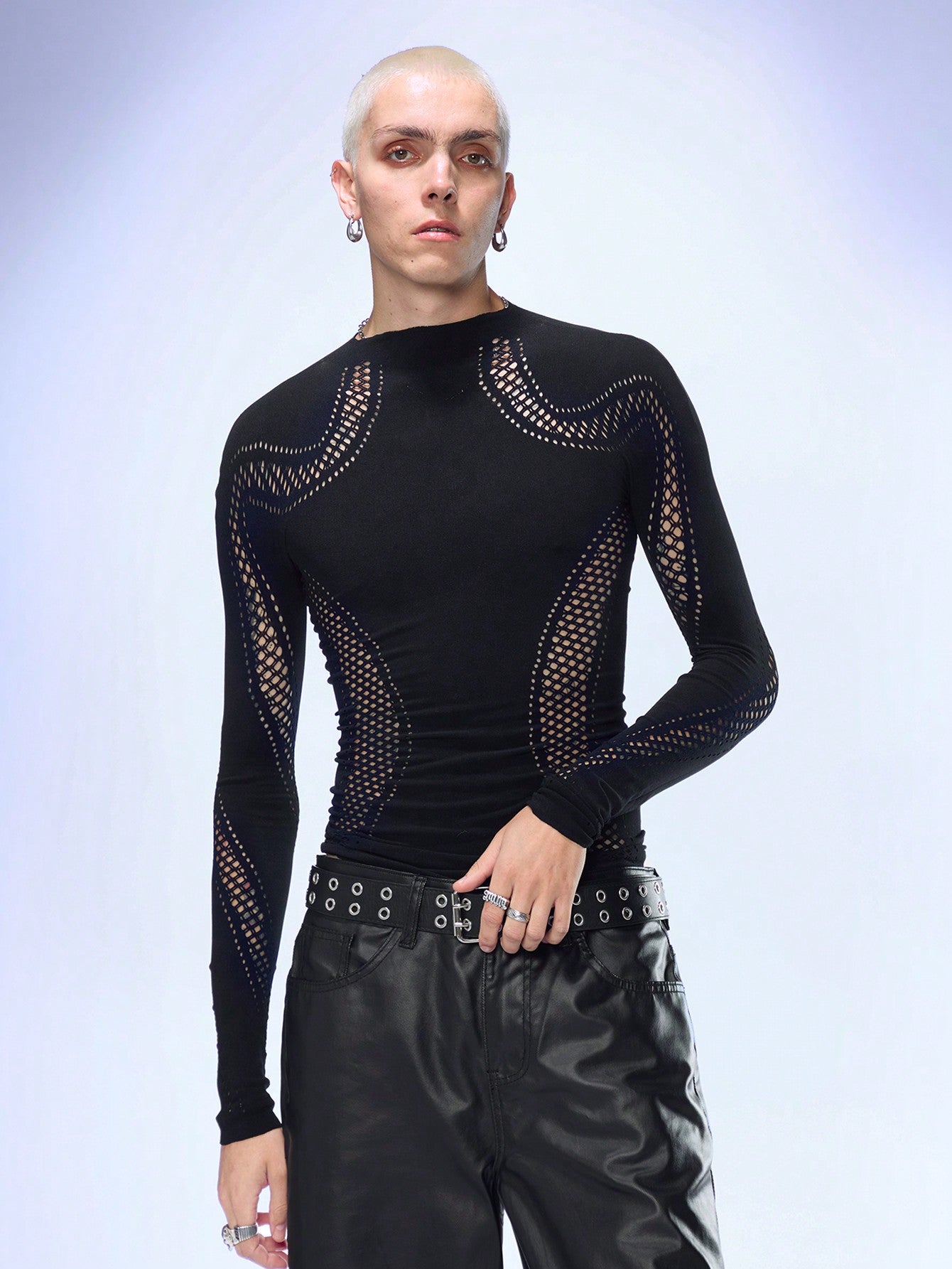 Men's Knitted Crew Neck Slim Fit Long Sleeve T-Shirt