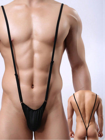 Men’s Adjustable Strap One Piece Outfit In Black Minimal Style