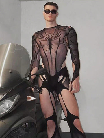 Men’s Lightweight One Piece Outfit With Net Fabric Design