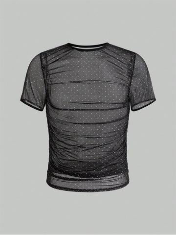 Men's Glitter Style Casual T Shirt With Soft Breathable Fabric