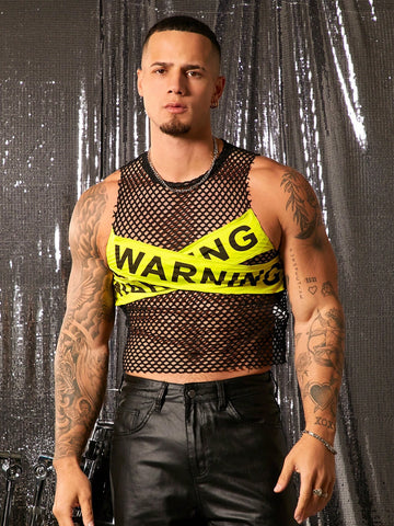 Men's Mesh Round Neck Sleeveless Tank Top