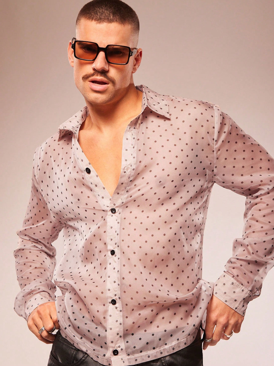 Men's Polka Dot Long Sleeve Single-Breasted Casual Shirt