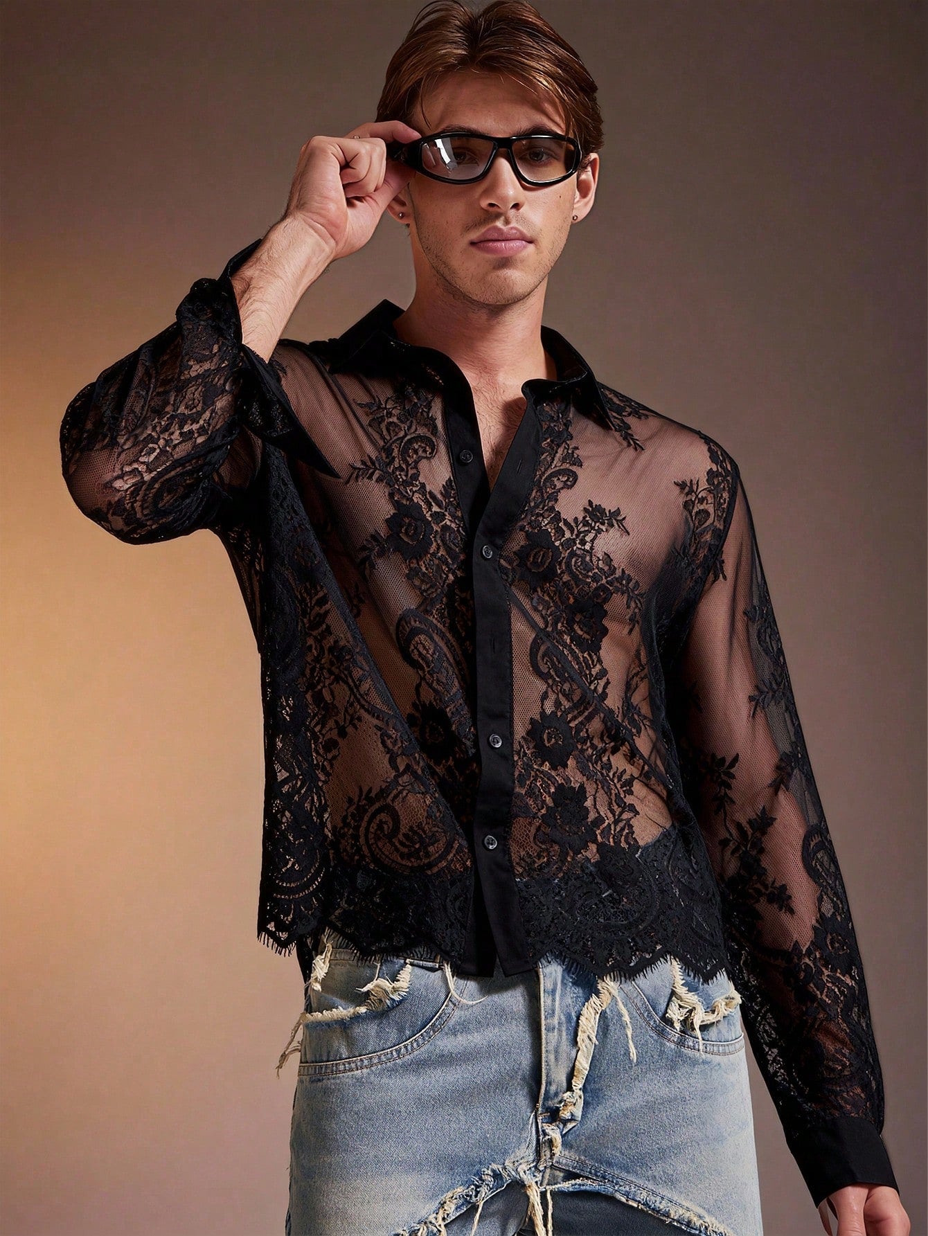 Men's Polka Dot Long Sleeve Single-Breasted Casual Shirt