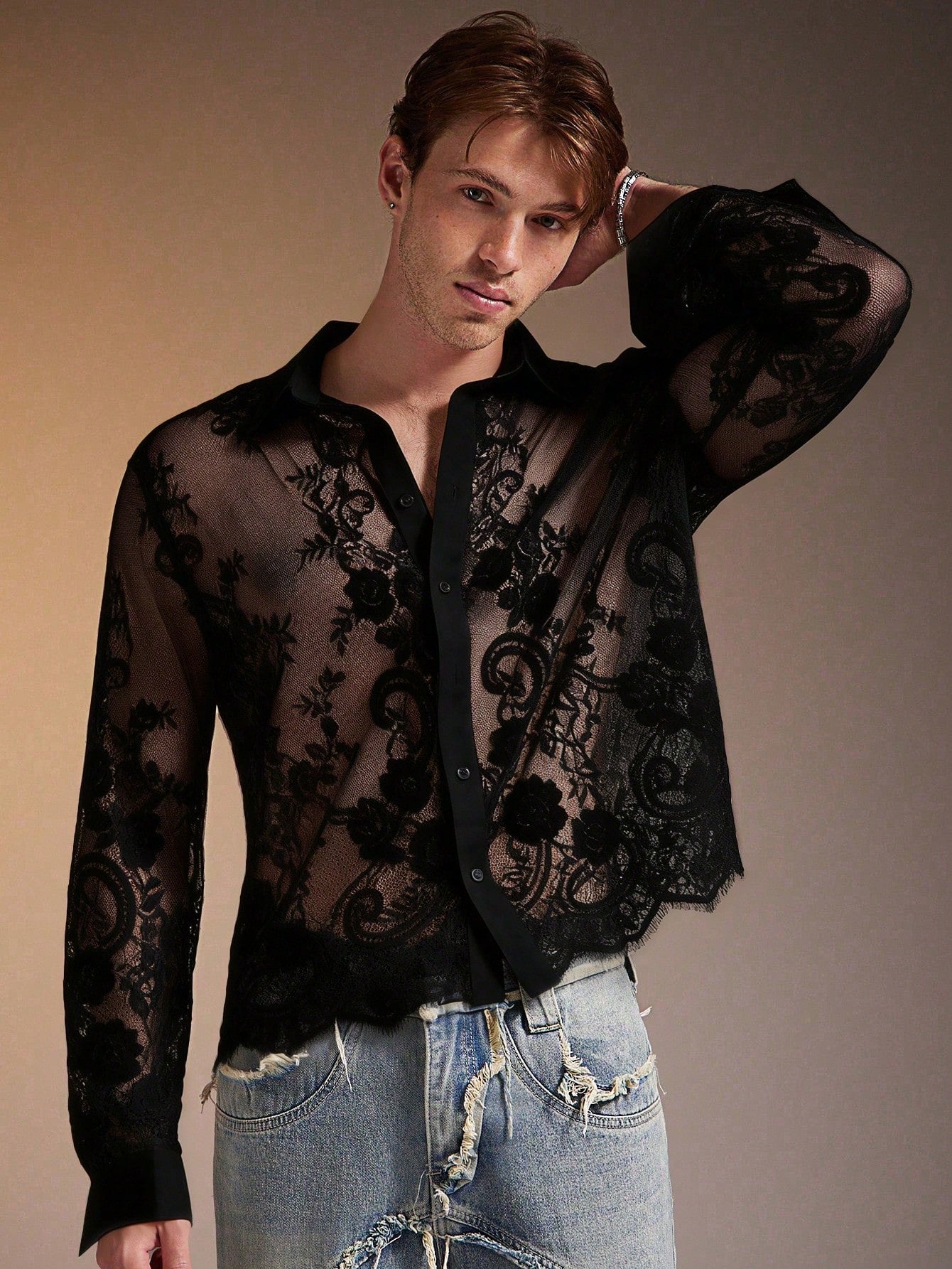 Men's Polka Dot Long Sleeve Single-Breasted Casual Shirt