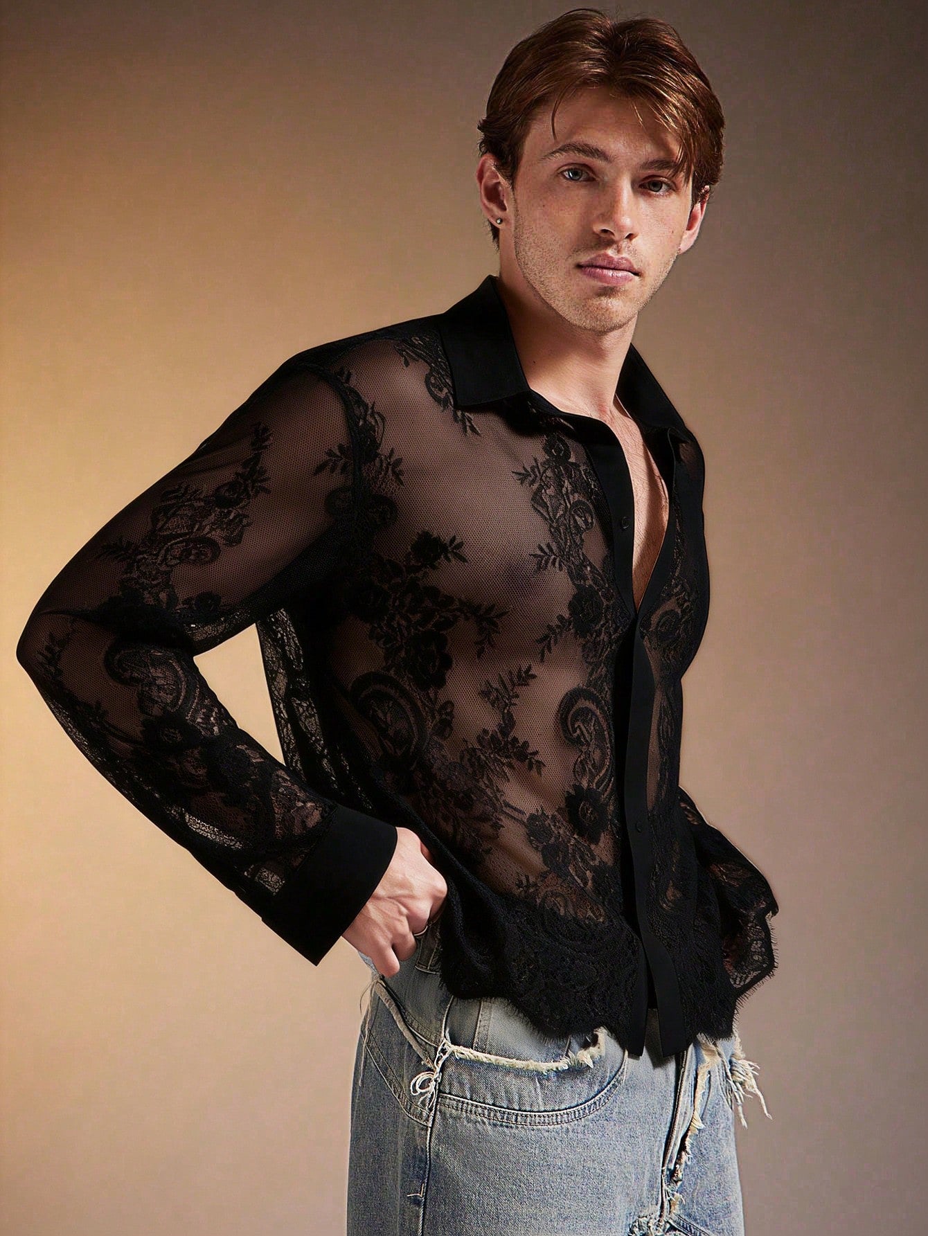 Men's Polka Dot Long Sleeve Single-Breasted Casual Shirt