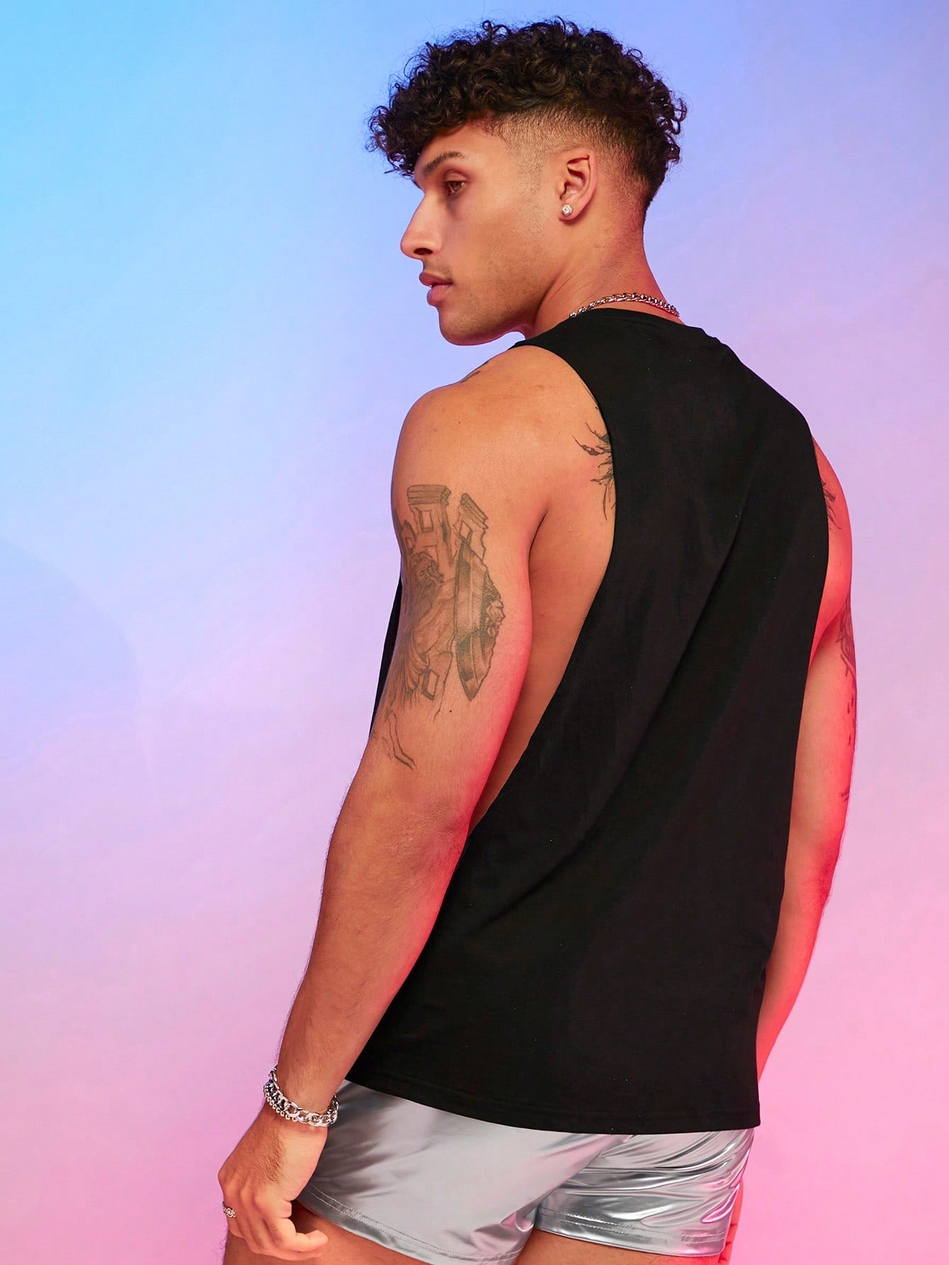 Men Cotton Letter Graphic Sleeveless Tank Top