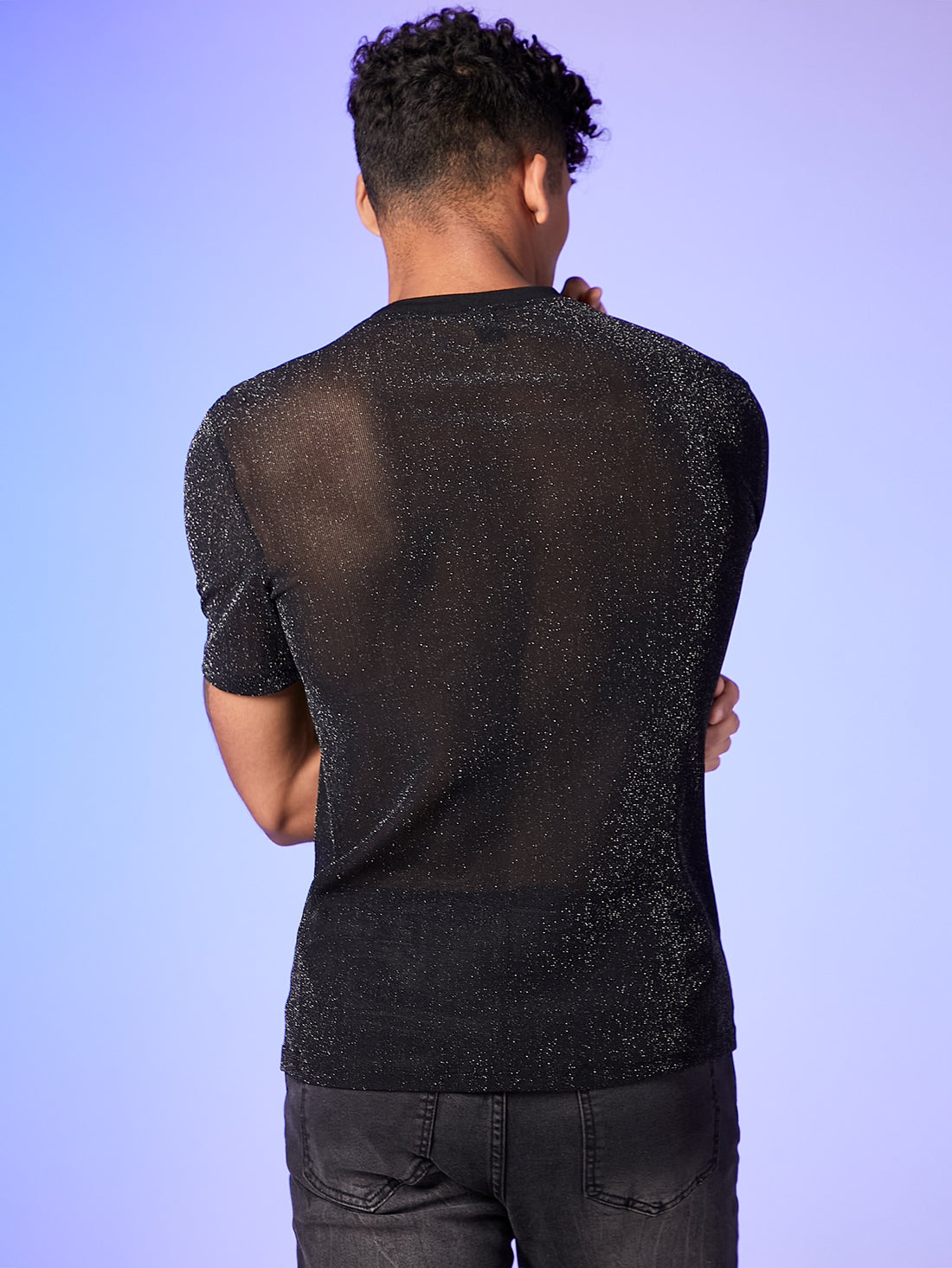 Men's Crew Neck Sheer Short Sleeve T-Shirt