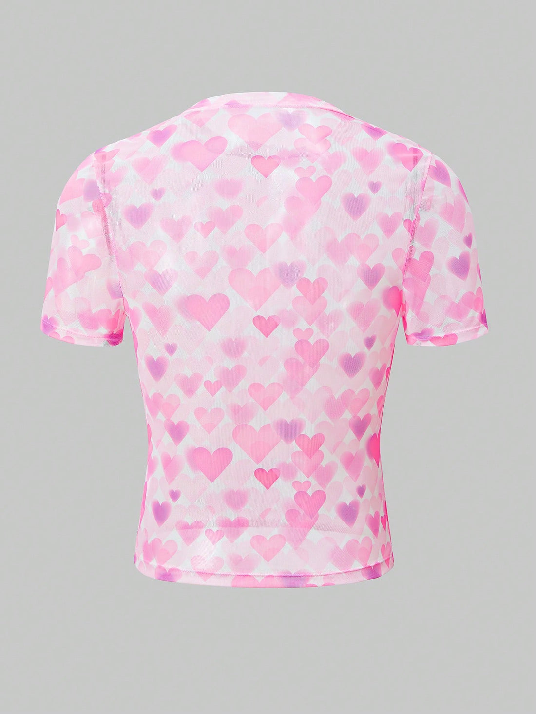 Men's Heart Print Short Sleeve Casual T Shirt With Soft Fabric