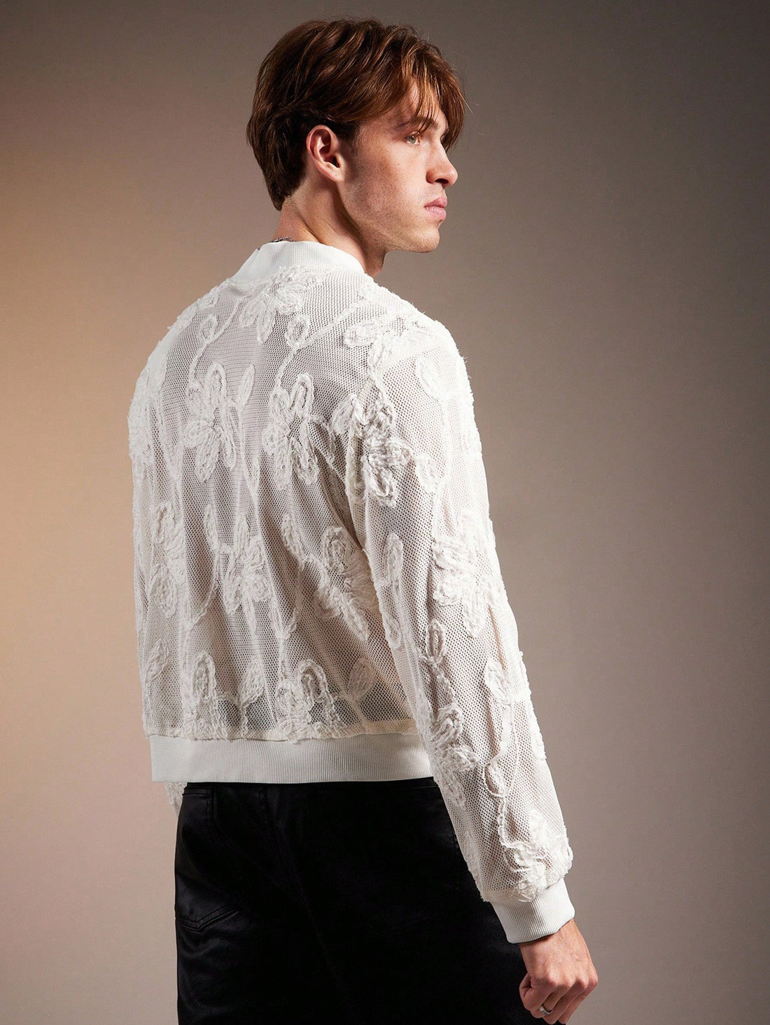 Men's Floral Print Zip-Up Casual Baseball Jacket