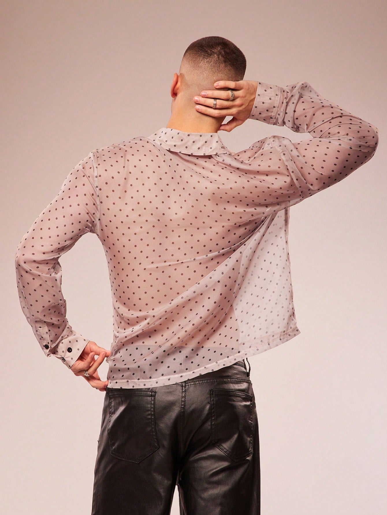 Men's Polka Dot Long Sleeve Single-Breasted Casual Shirt