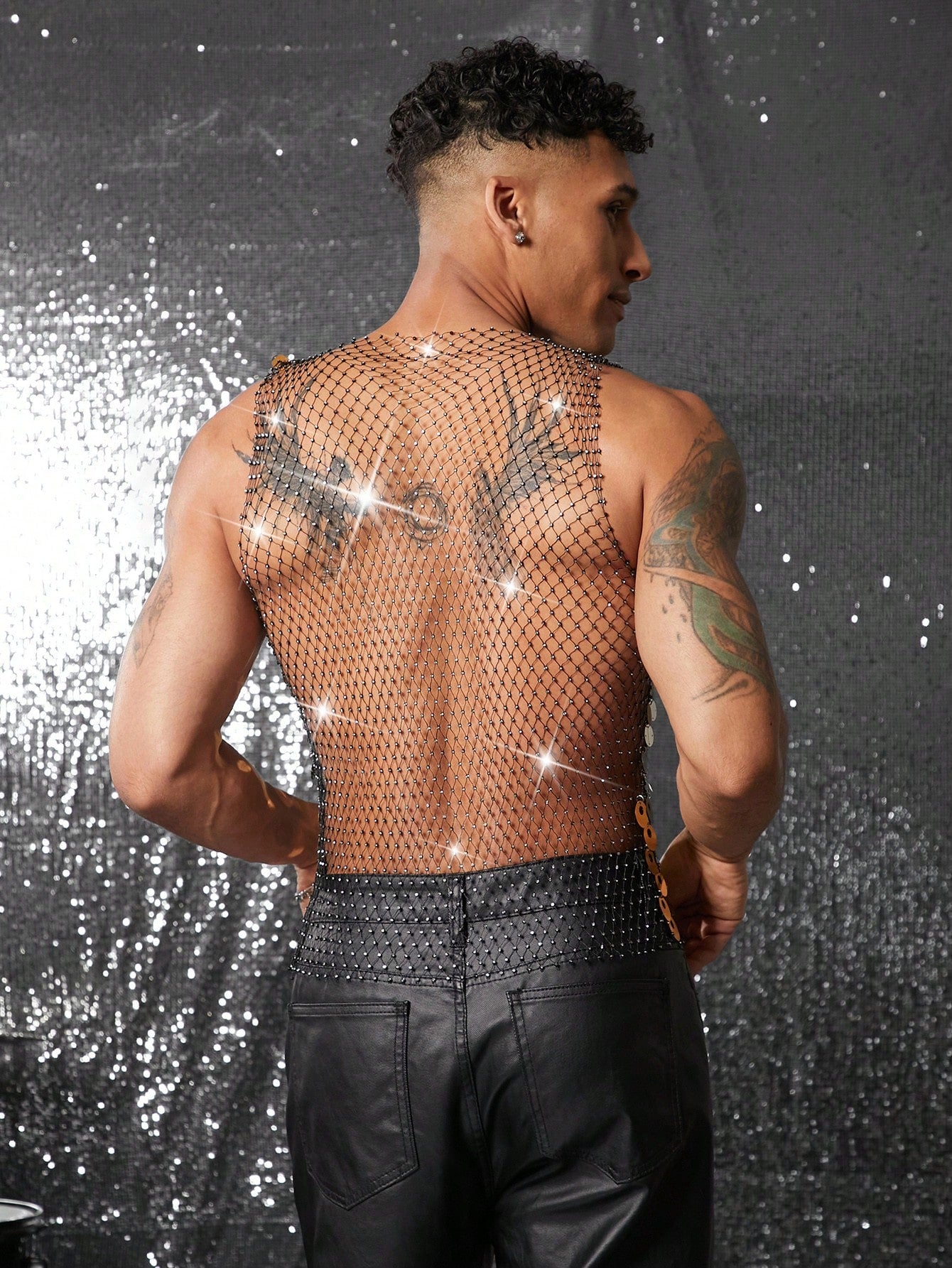 Men's Shiny Sequin Tank Top